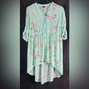 Torrid Mint Floral High-Low Blouse